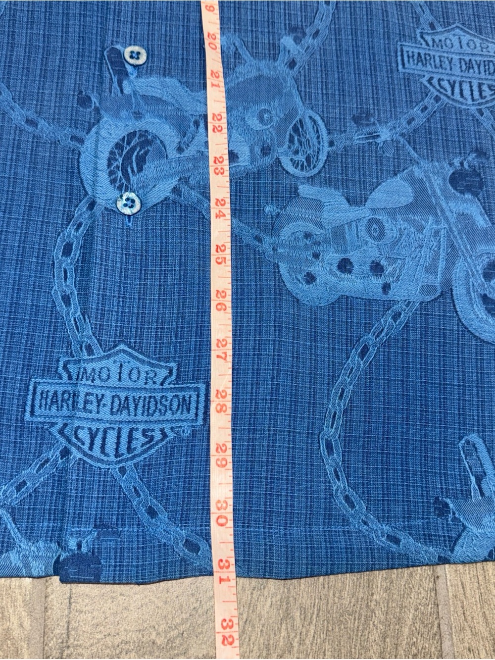 Harley Davidson Shirt Men’s L Blue Silk Tori Richard Motorcycle Graphic Vintage - Picture 10 of 10